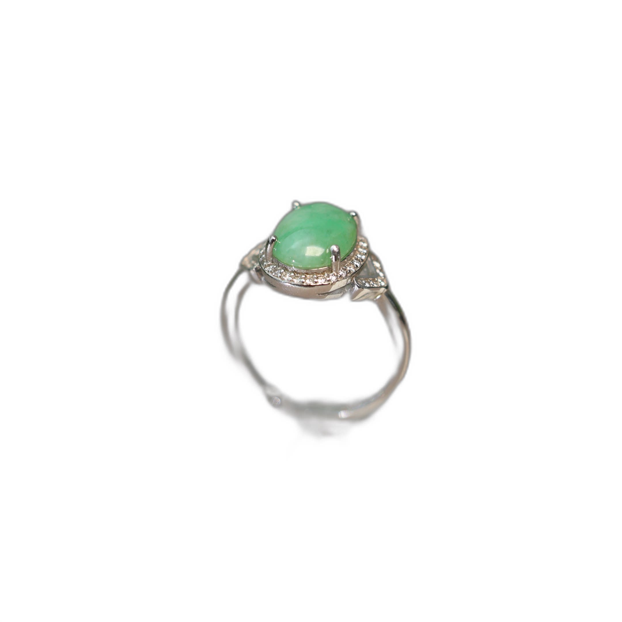 Burmese natural grade A jadeite oval cabochon ring