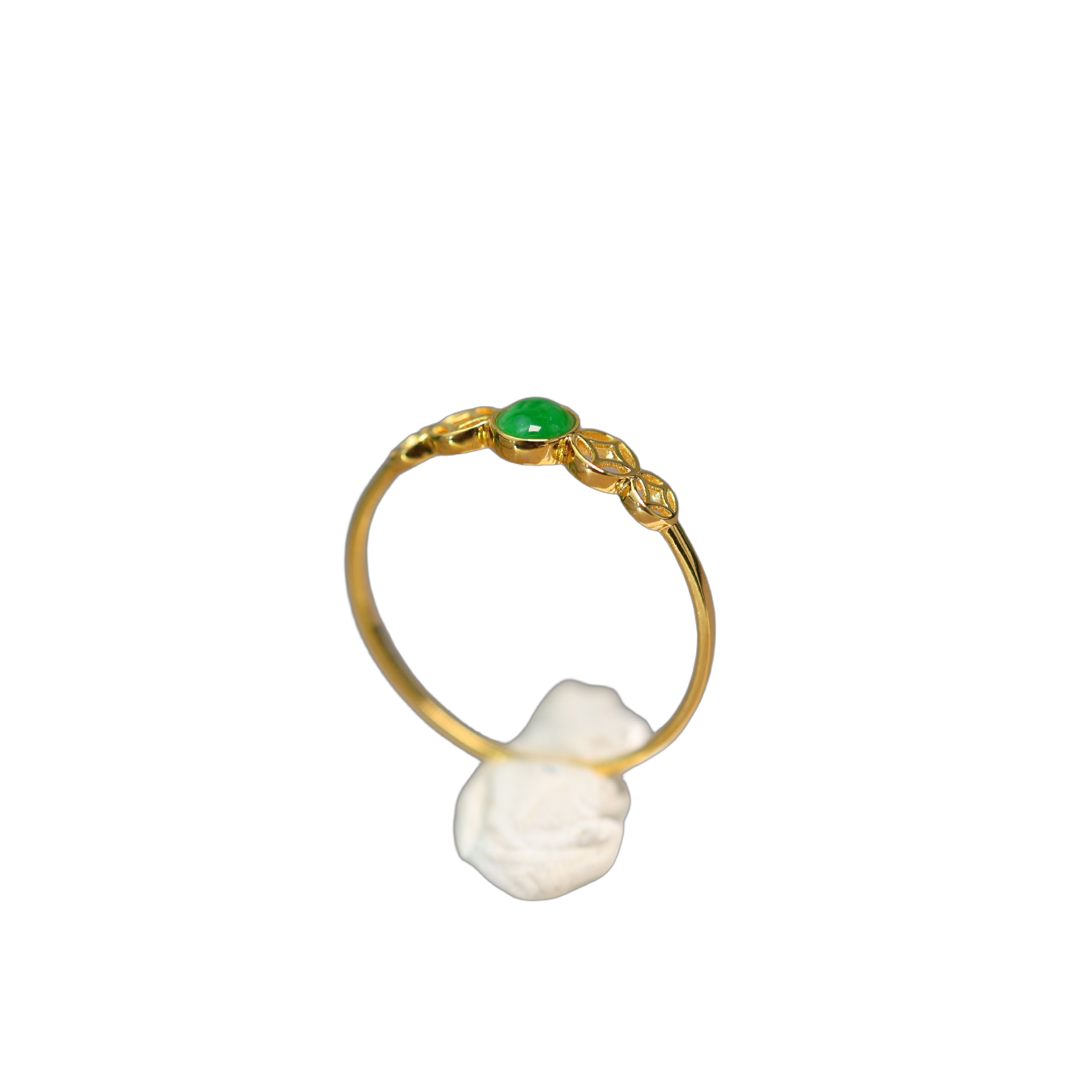 Full green natural grade A jadeite cabochon ring