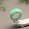 #F547 Waxy bottom floating sun green natural A-grade jade saddle ring for men