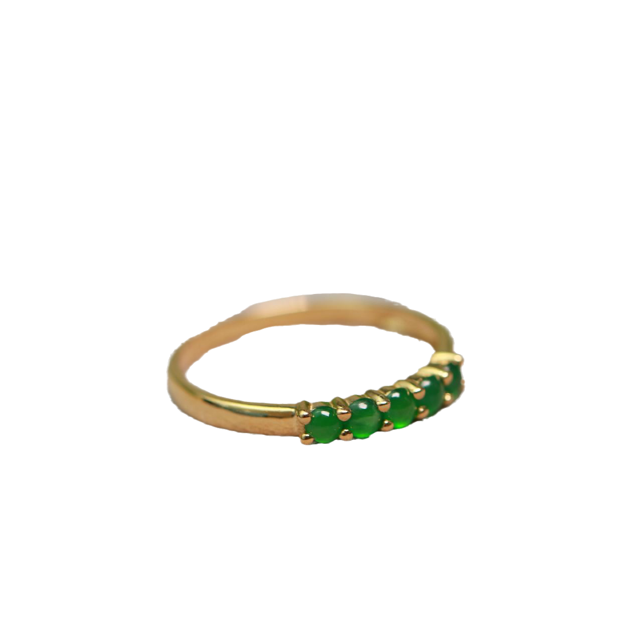 Ice full of green natural grade A jade cabochon ring