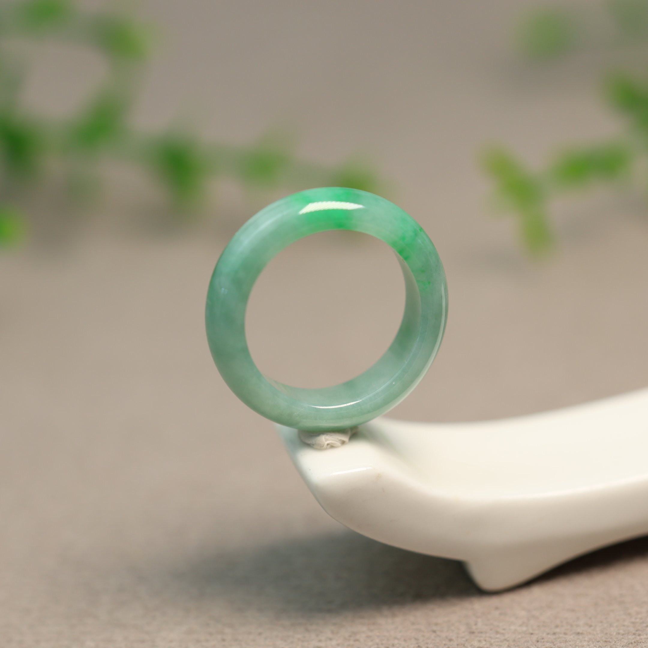 #N411 Piaoyang Green Burmese Natural Grade A Jade Ring No. 16 Women’s Ring Ring
