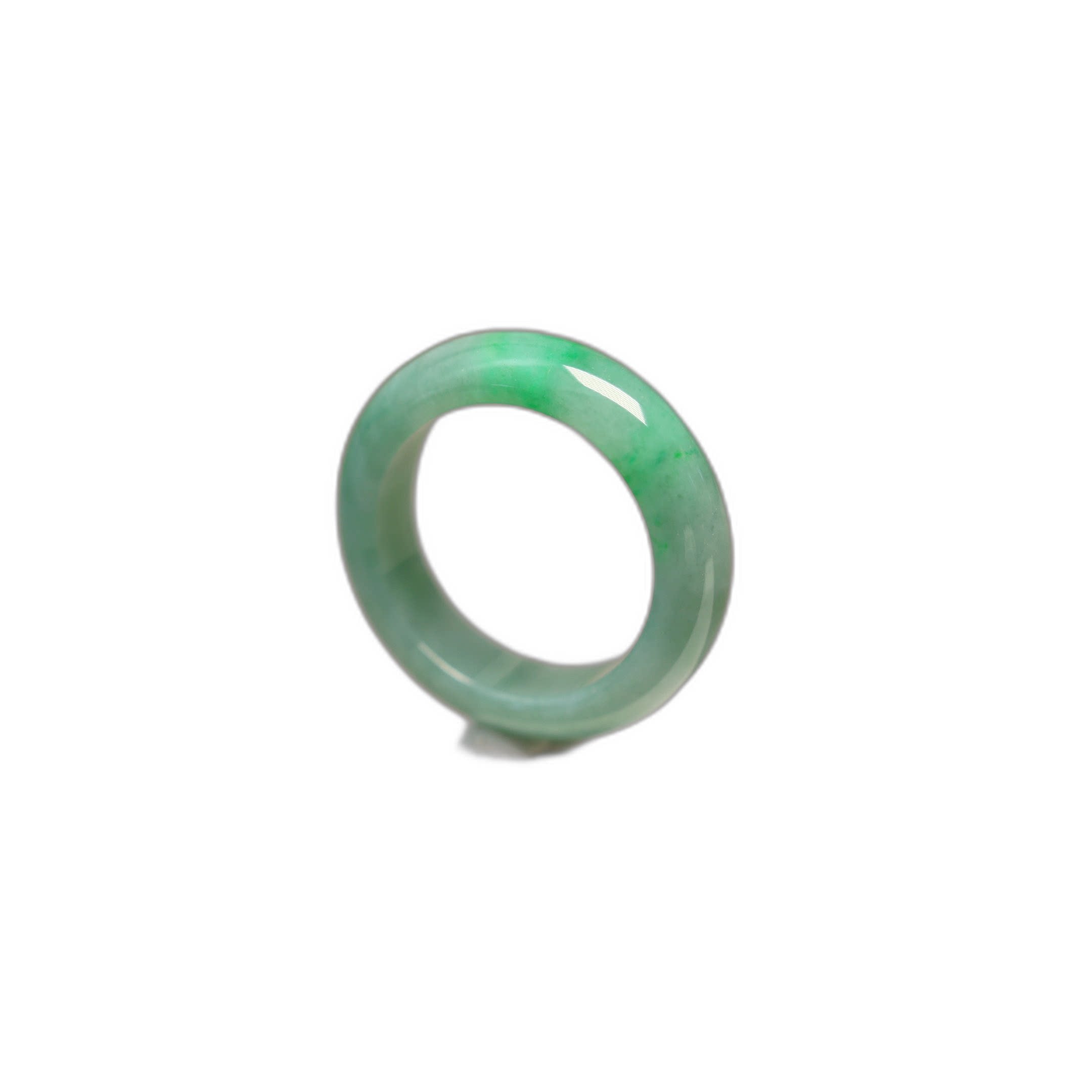 #N411 Piaoyang Green Burmese Natural Grade A Jade Ring No. 16 Women’s Ring Ring