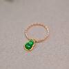 Ice full of green natural grade A jade gourd ring