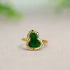 Spicy green natural A-grade jade gourd live ring