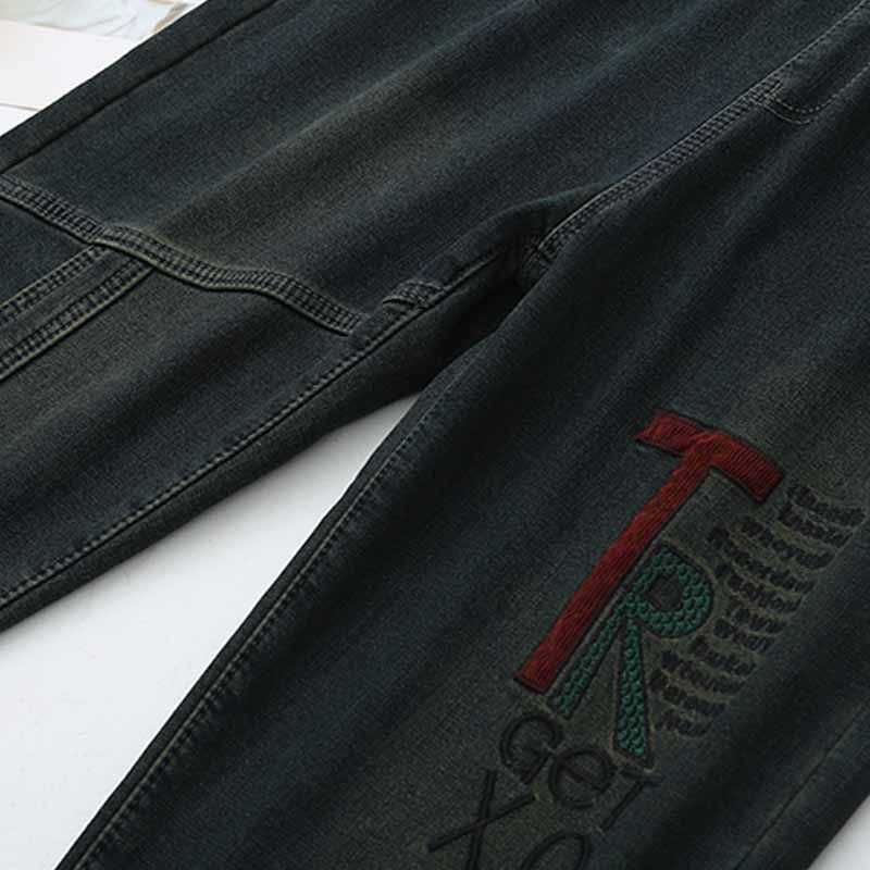 洋气胖妈妈松紧腰加绒牛仔裤时尚高腰显瘦哈伦裤大码女装老爹裤冬,淘宝优惠券,粉丝福利购,淘宝优惠卷