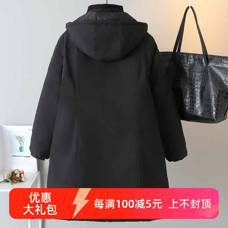 大码宽松大衣女胖mm黑色棉服250斤加肥加大整棉棉衣冬季保暖外套