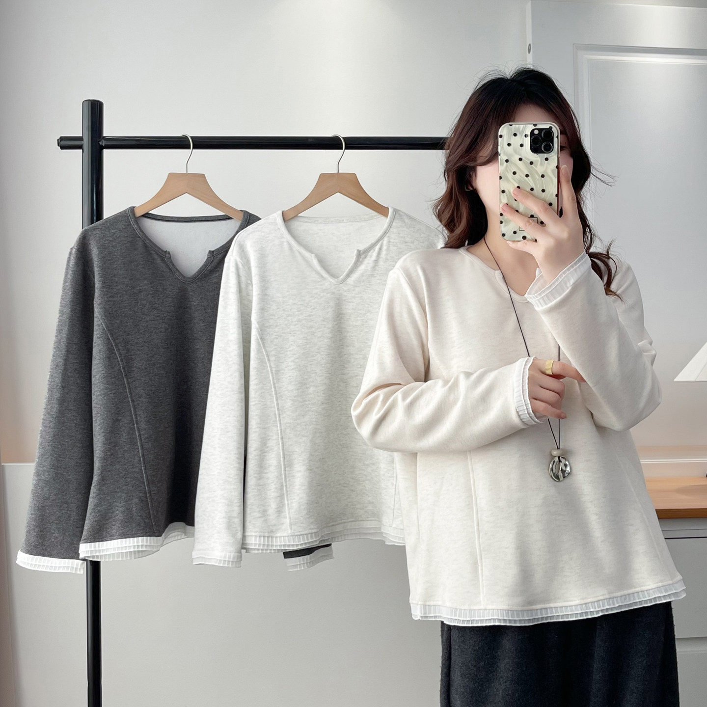 冬季设计感大码女装宽松藏肉显瘦打底衫胖mm长袖蕾丝拼接洋气上衣,淘宝优惠券,粉丝福利购,淘宝优惠卷