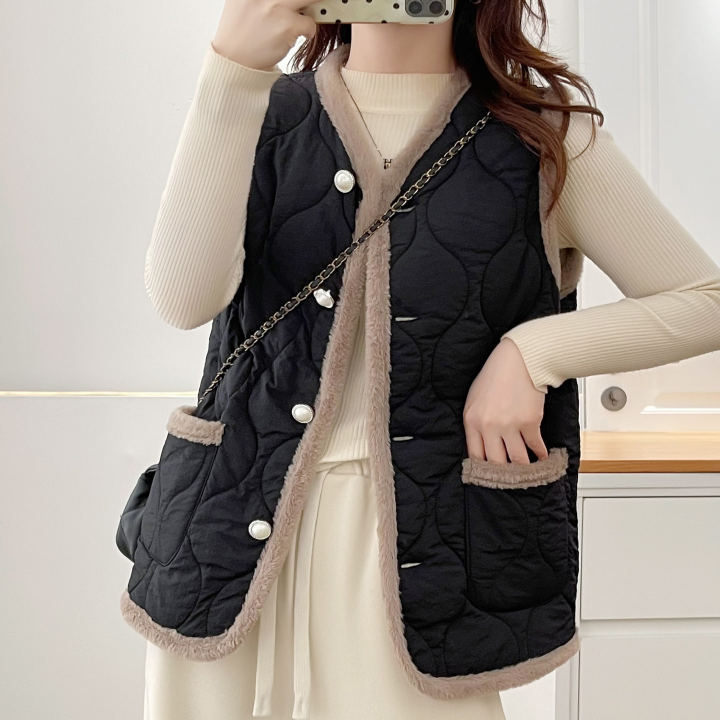 时尚洋气加绒保暖马甲胖mm无袖叠穿坎肩宽松遮肚子200斤大码女装,淘宝优惠券,粉丝福利购,淘宝优惠卷