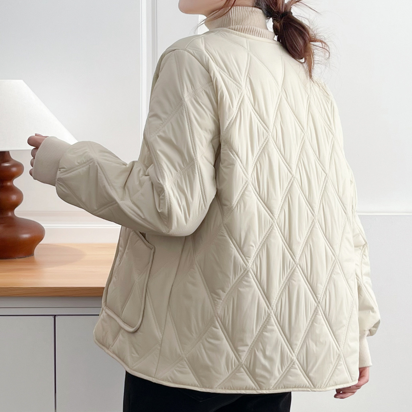 2025冬季轻薄不臃肿保暖棉衣胖mm200斤减龄大码棉服菱格拉链外套,淘宝优惠券,粉丝福利购,淘宝优惠卷