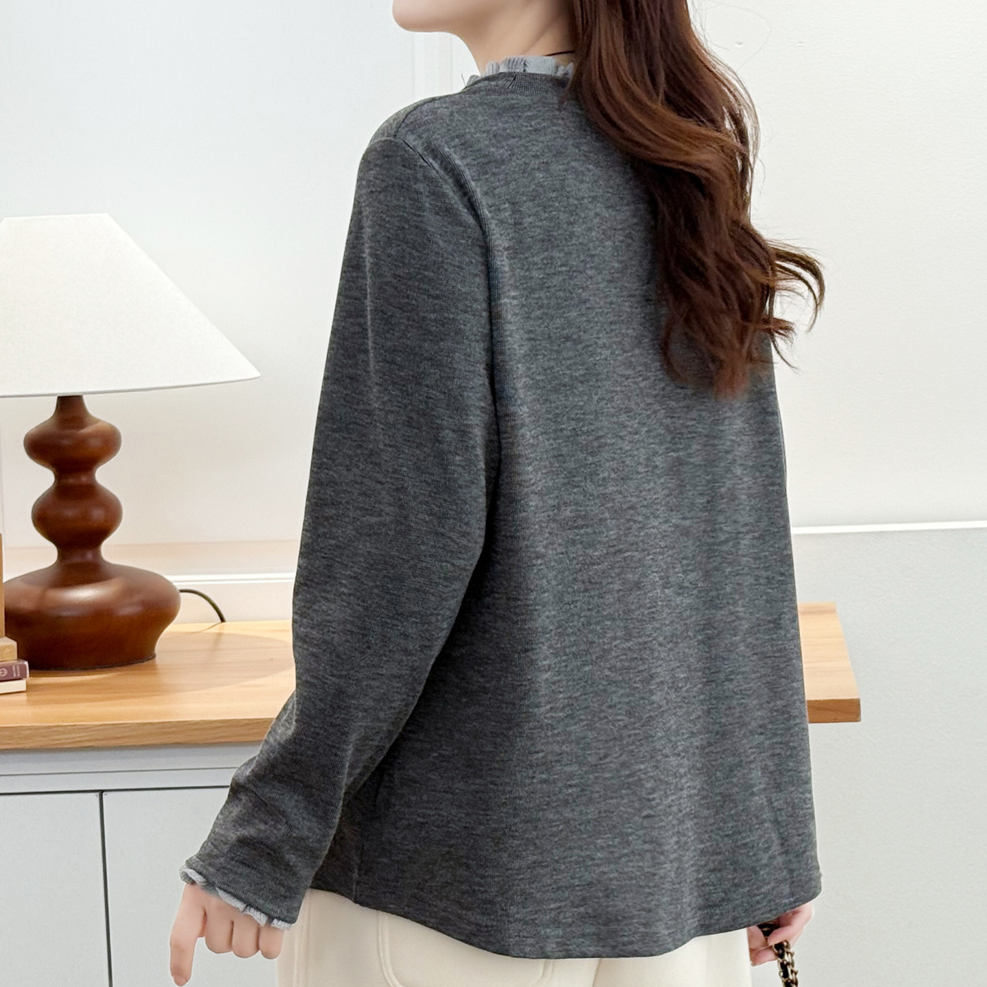 胖mm拼接加厚打底衫秋冬季木耳边假两件甜美内搭遮肉显瘦大码女装,淘宝优惠券,粉丝福利购,淘宝优惠卷