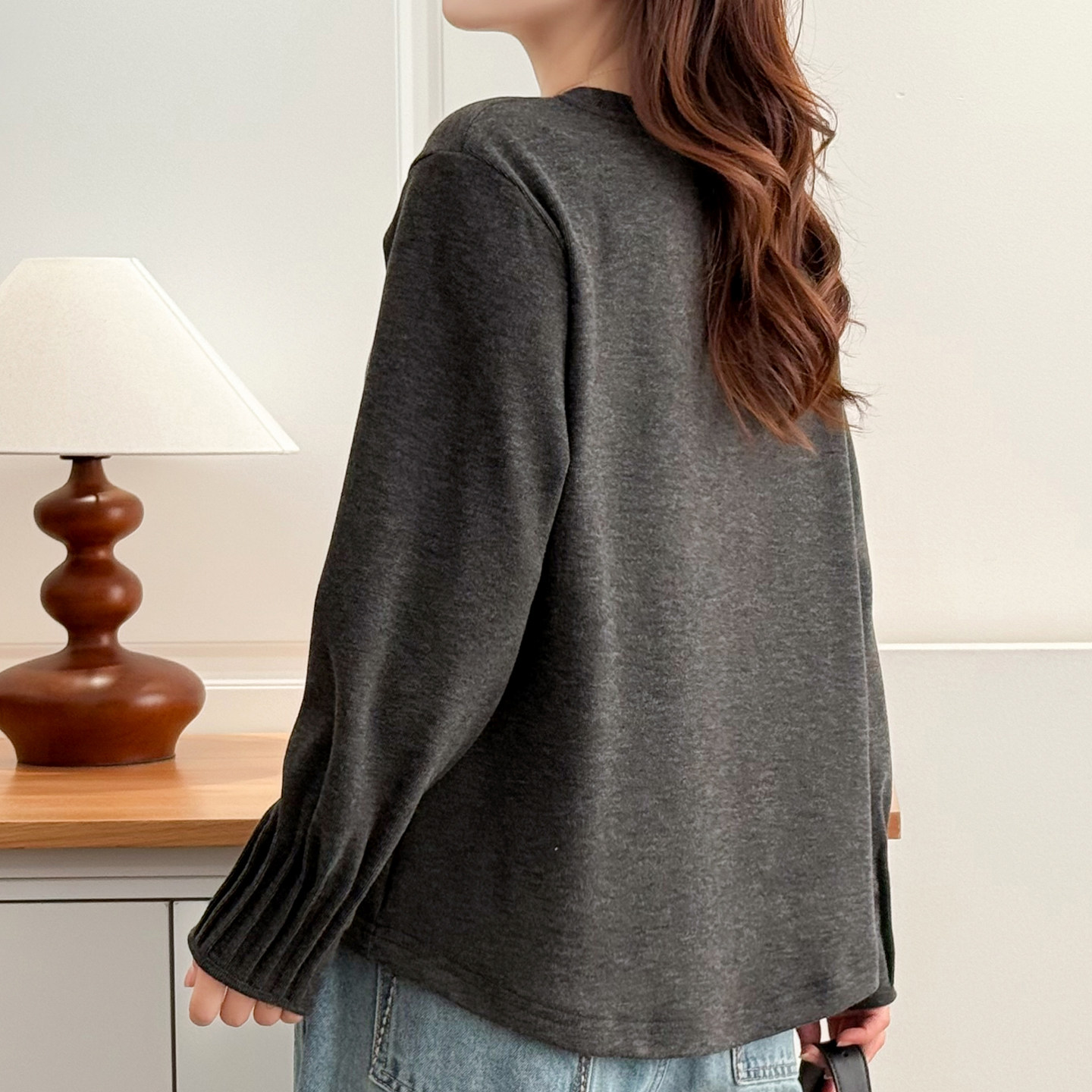 正肩百搭长袖打底衫秋冬半高领大码女装胖mm遮肉显瘦收褶袖口上衣,淘宝优惠券,粉丝福利购,淘宝优惠卷