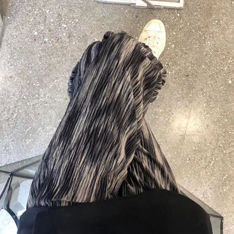 扎染夏季高腰垂感直筒小个子阔腿裤 欧班妮休闲裤