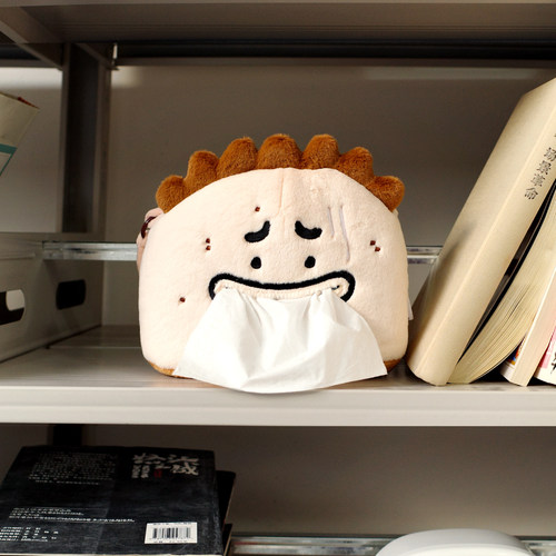 雨过山原创藕豆k毛绒纸巾收纳袋可爱搞怪车载纸抽袋挂式纸巾挂袋 - 图1