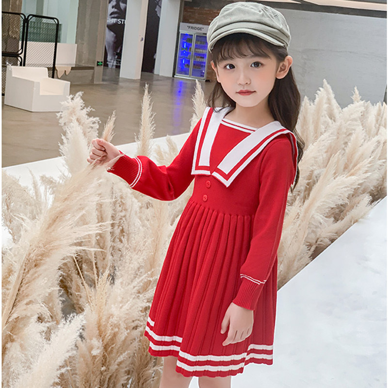 女童纯棉连衣裙2025新款毛衣裙春装儿童装针织衫洋气海军风公主裙,淘宝优惠券,粉丝福利购,淘宝优惠卷