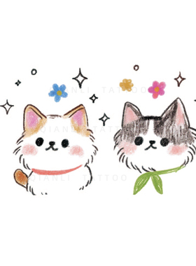 小猫咪贴纸彩色纹身贴防水彩绘