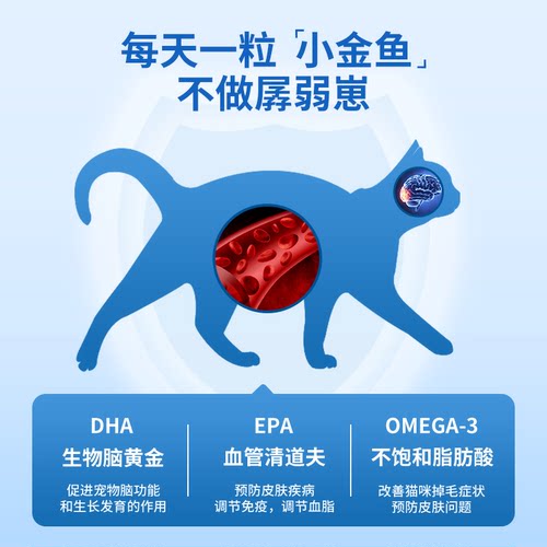 凯特思深海鱼油宠物狗狗猫咪专用鱼肝油防掉毛护肤美毛卵磷脂胶囊-图1