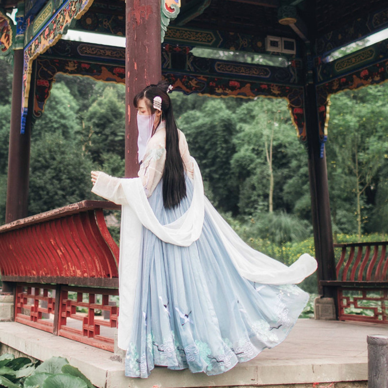 汉服中国风古装仙气改良古风夏齐胸清新仙女原创逍遥客汉元素套装