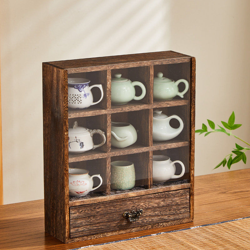 新疆西藏包邮防尘博古架桌面实木壁挂展示柜杯子茶杯架茶具多宝阁,淘宝优惠券,粉丝福利购,淘宝优惠卷