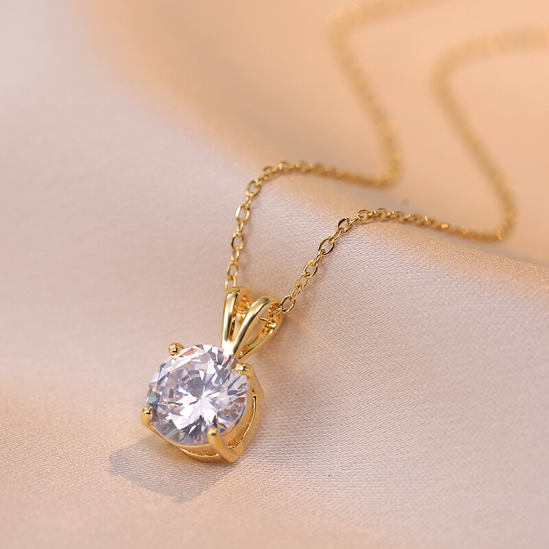 Necklace female Internet celebrity one carat zircon-图0