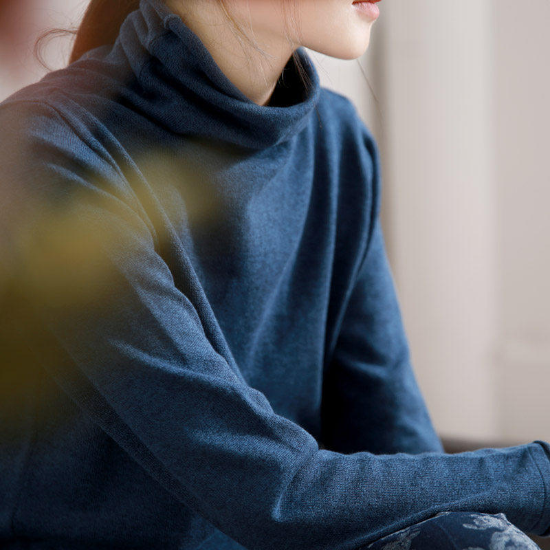 谷家 文艺纯棉线高领毛衣女显瘦 新款堆堆领全棉宽松打底针织衫,淘宝优惠券,粉丝福利购,淘宝优惠卷