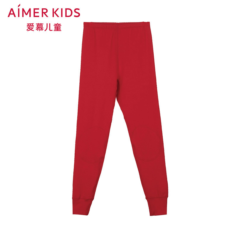 爱慕儿童正品秋冬新款男孩女孩红色中厚含羊绒保暖长裤AK3730361-图3