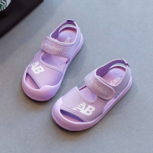 儿童运动包头凉鞋nb童鞋2024夏季新款男童沙滩鞋子女童软底宝宝鞋 - 图1