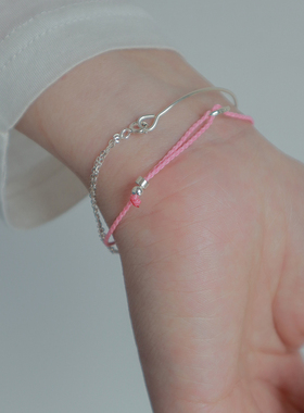 925银爱心手链极细情侣手绳