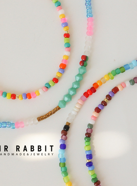 彩色串珠小众彩虹色米珠小串珠