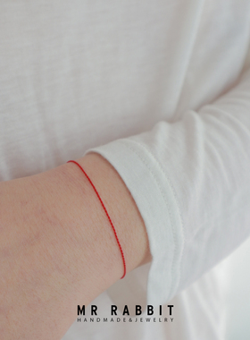 超细新年红绳手链荧光色