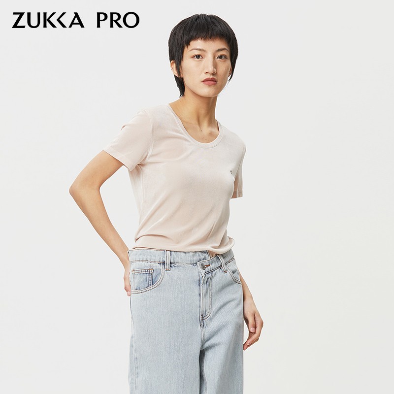 ZUKKA PRO卓卡女装专柜同款夏季新款修身显瘦圆领短袖T恤休闲上衣-图0