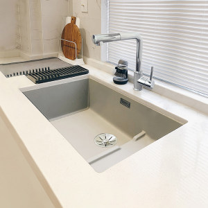 德国BLANCO铂浪高700U石英石厨房S7水槽洗菜池大单槽珍珠灰台阶