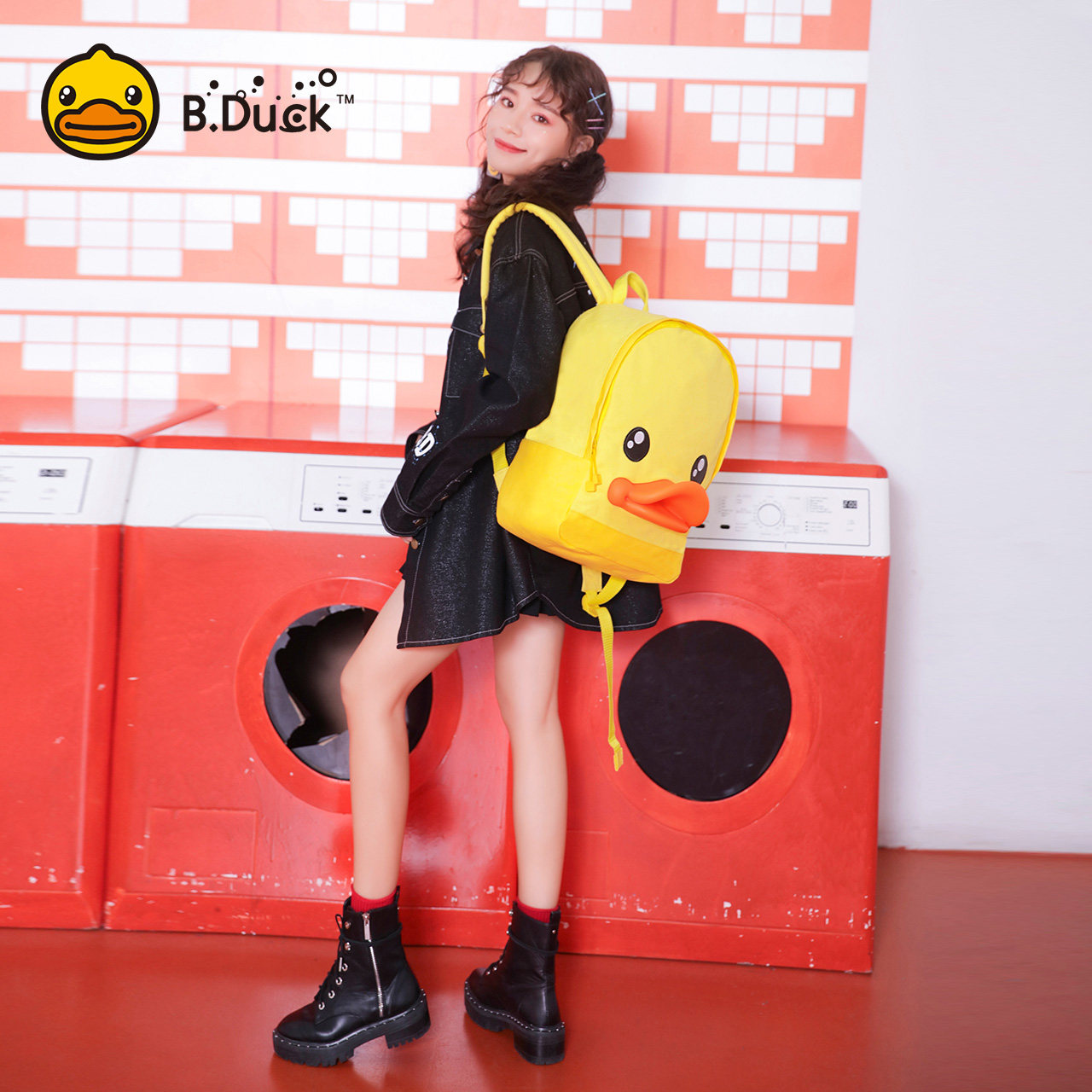 b . duck小黄鸭3d鸭嘴妈咪包双肩包 semk盈思妈咪包/袋