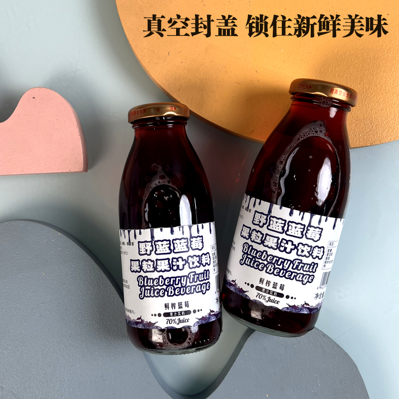 林源春蓝莓汁饮料轻卡0脂轻断食果蔬汁含果肉饮品320ml*2/4/8瓶-图0