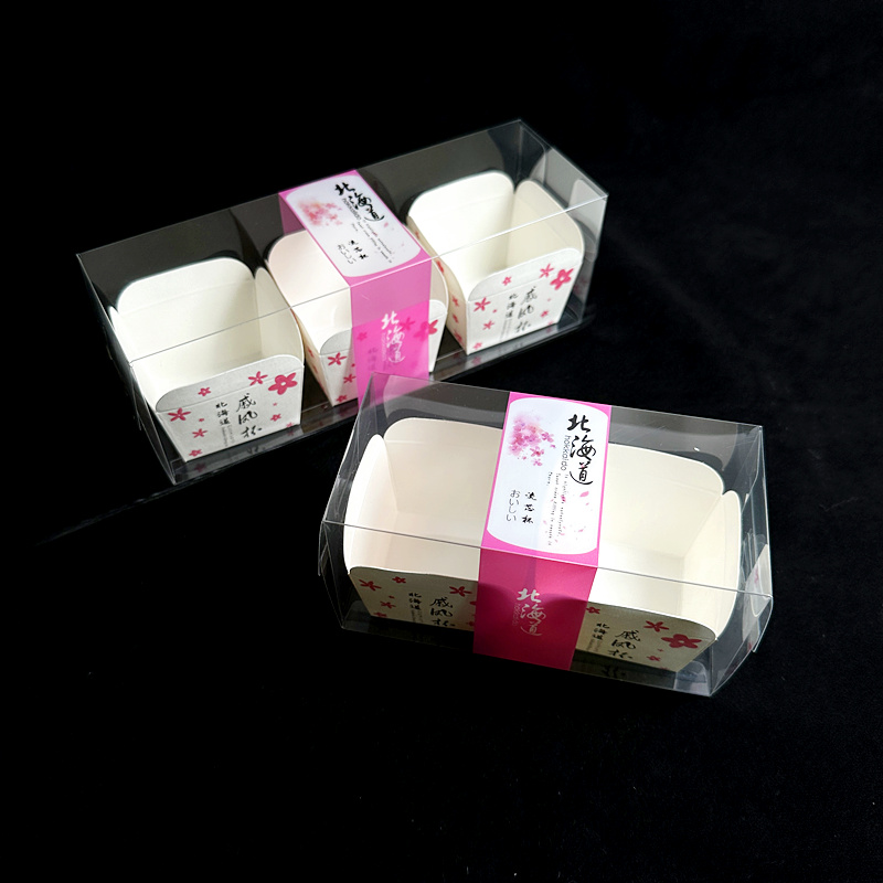透明北海道戚风纸杯流芯心杯包装盒耐高温2/3粒马芬蛋糕杯打包盒 - 图1