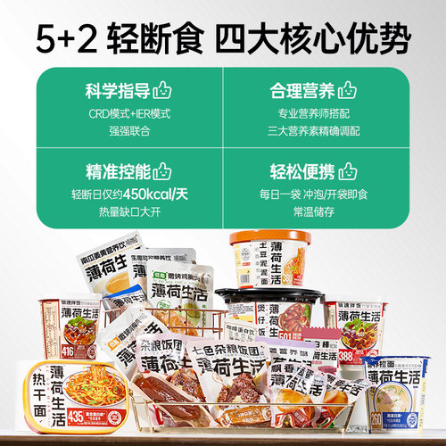 薄荷生活5+2轻断食方案2天餐轻食代餐控热量含低碳水液断食品套餐 - 图0
