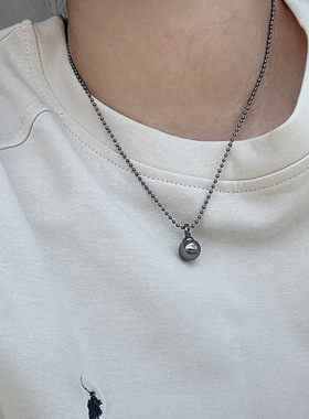 黑色猫咪大溪地黑人造珍珠项链