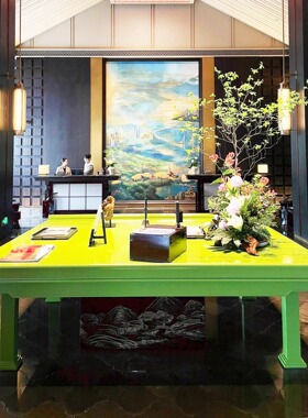 会所大圆桌大厅端景台玄关圆桌大堂花台美容院展示台酒店装饰摆台