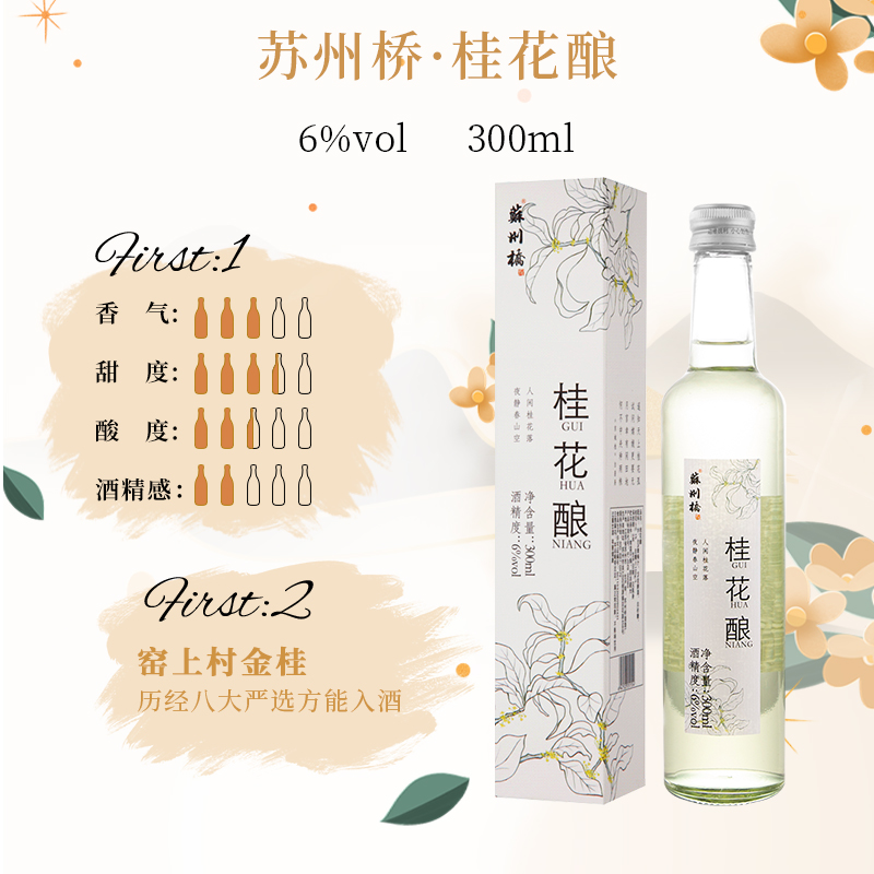 苏州桥桂花酿300ml青梅桂花梅子杨梅桑葚酒低度桃花酿水果酒-图0