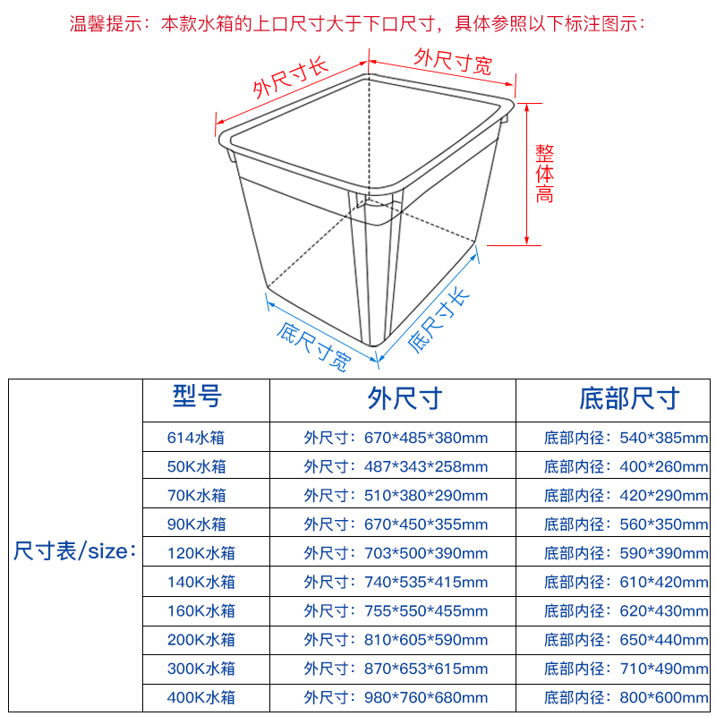 特大号塑料水箱长方形养鱼养龟加厚水产塑料箱储物整理收纳周转箱 - 图2