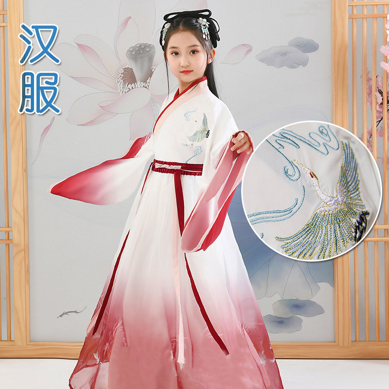 儿童学生古装国学古筝复古长裙汉服 格宣姿汉服
