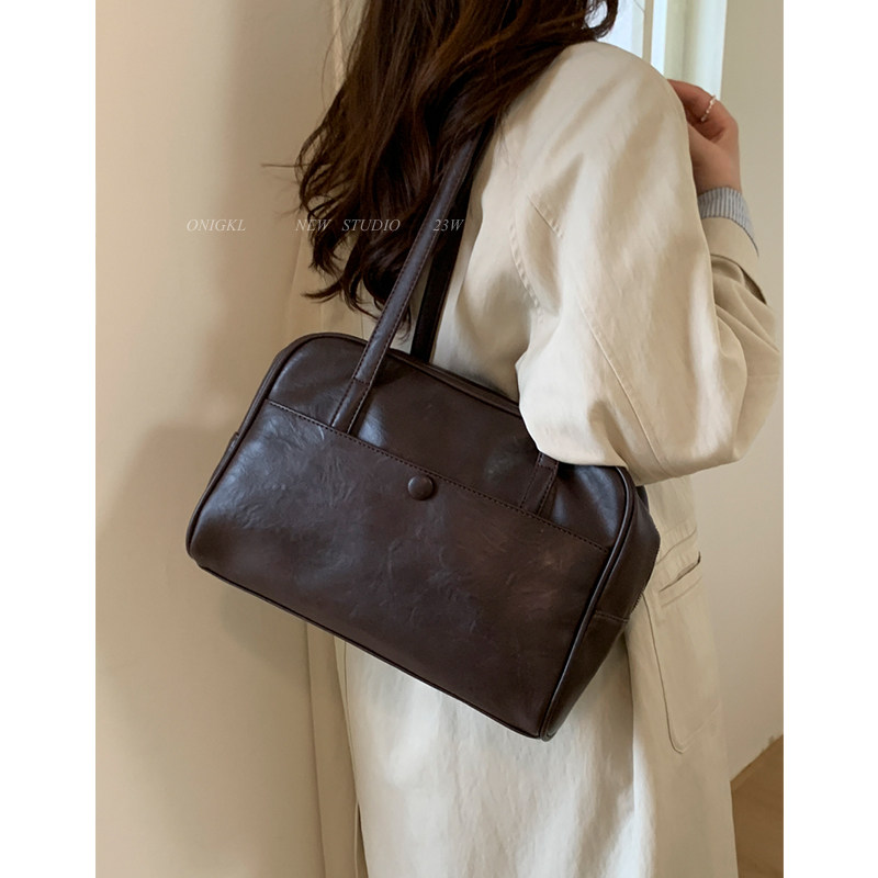 美拉德复古托特包包女2025新款秋冬单肩腋下包大容量通勤波士顿包,淘宝优惠券,粉丝福利购,淘宝优惠卷