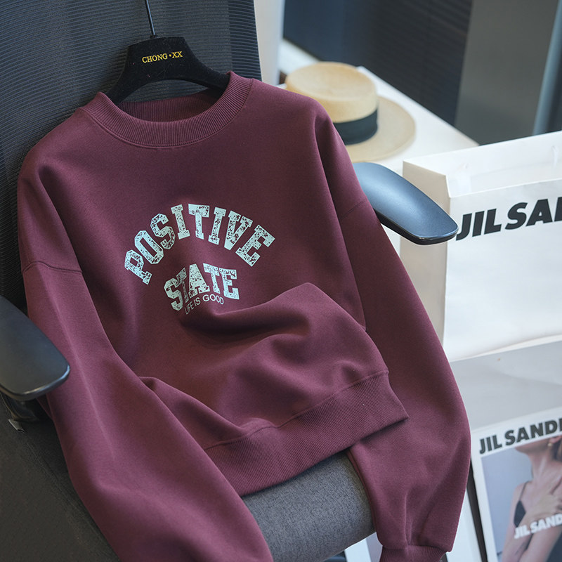 虫小小 美式复古宽松廓形字母圆领长袖休闲卫衣女短外套春季979K,淘宝优惠券,粉丝福利购,淘宝优惠卷