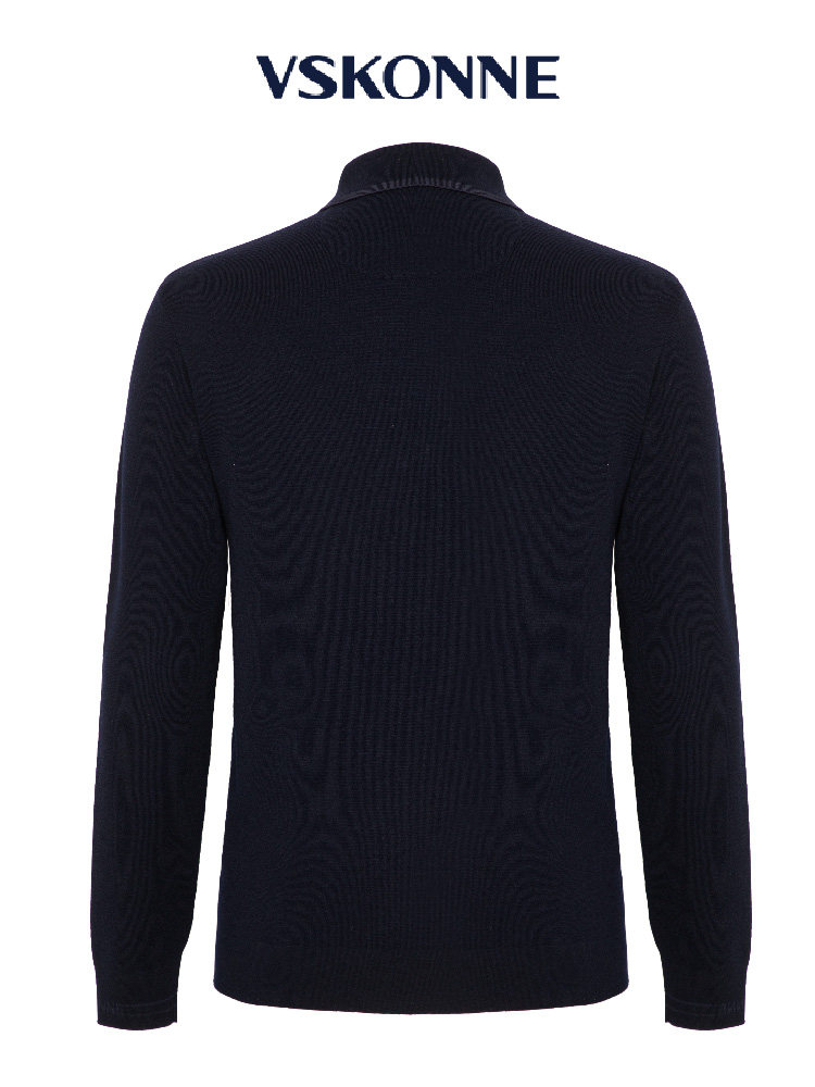 VSKONNE威斯康尼男羊毛衫藏青色中青年翻领POLO打底羊毛衫,淘宝优惠券,粉丝福利购,淘宝优惠卷
