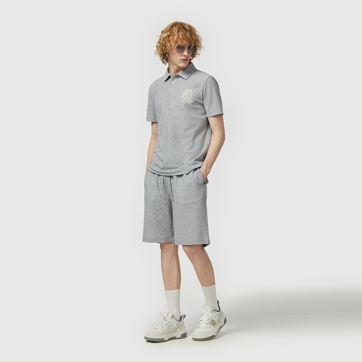 CNC男装25春夏新款灰色运动五分裤男士极简风套装休闲裤,淘宝优惠券,粉丝福利购,淘宝优惠卷