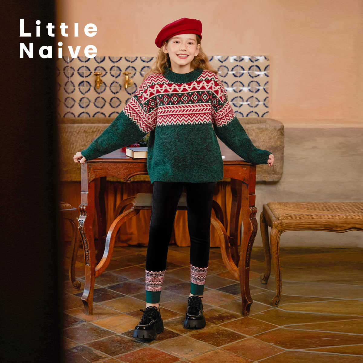 LittleNaive秋冬款女童加绒打底裤新年红色儿童保暖弹力打底长裤,淘宝优惠券,粉丝福利购,淘宝优惠卷