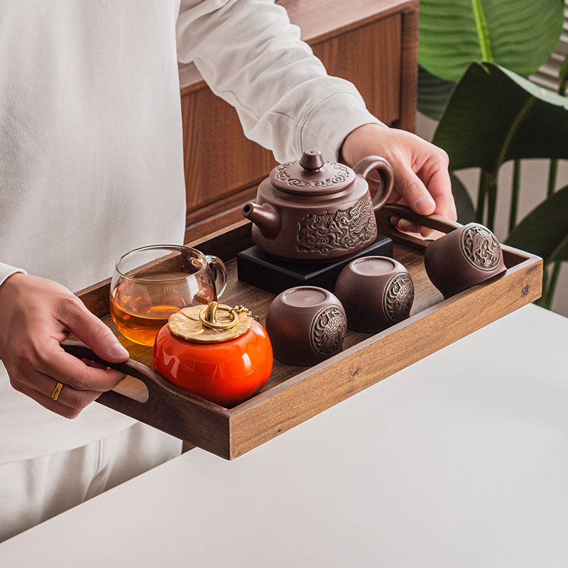 中式复古胡桃木托盘家用长方形实木托盘咖啡水杯茶盘杯盘收纳盘子,淘宝优惠券,粉丝福利购,淘宝优惠卷