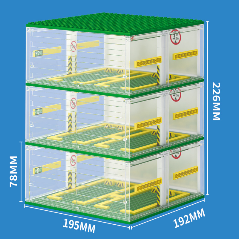 森宝积木607341汽车收纳盒6格停车场儿童玩具车车库模型男生礼物-图0