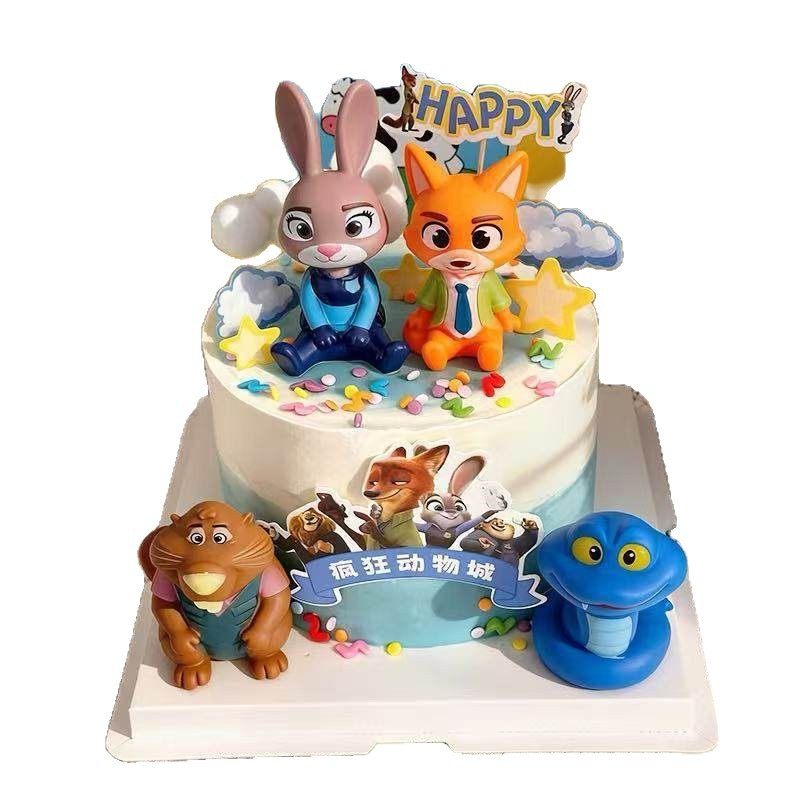 疯狂动物城蛋糕装饰摆件尼克朱迪警官狐兔儿童生日烘焙装扮插件,淘宝优惠券,粉丝福利购,淘宝优惠卷