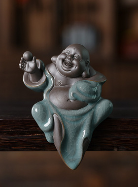 新中式哥窑弥勒佛招财摆件