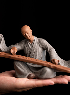 禅意小和尚摆件中式家居抚